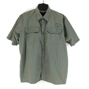 Wrangler Short Sleeve Button Up Shirt Men's XL Green Nylon Outdoor Performance